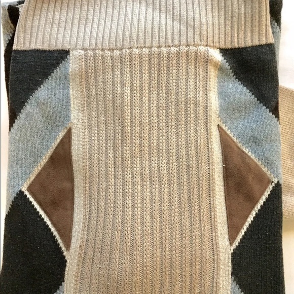 Ted Lapidus Paris Men’s Sweater XL Argyle Print Beige Grey Cotton Crew Neck - Picture 8 of 16